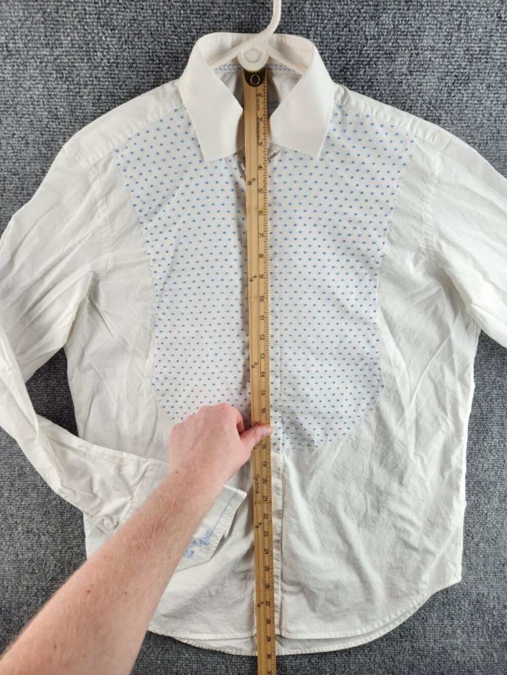 Robert Graham 42 16.5 White Blue Polka Dot Long Sleeve Button Up Shirt Cotton - Picture 11 of 16